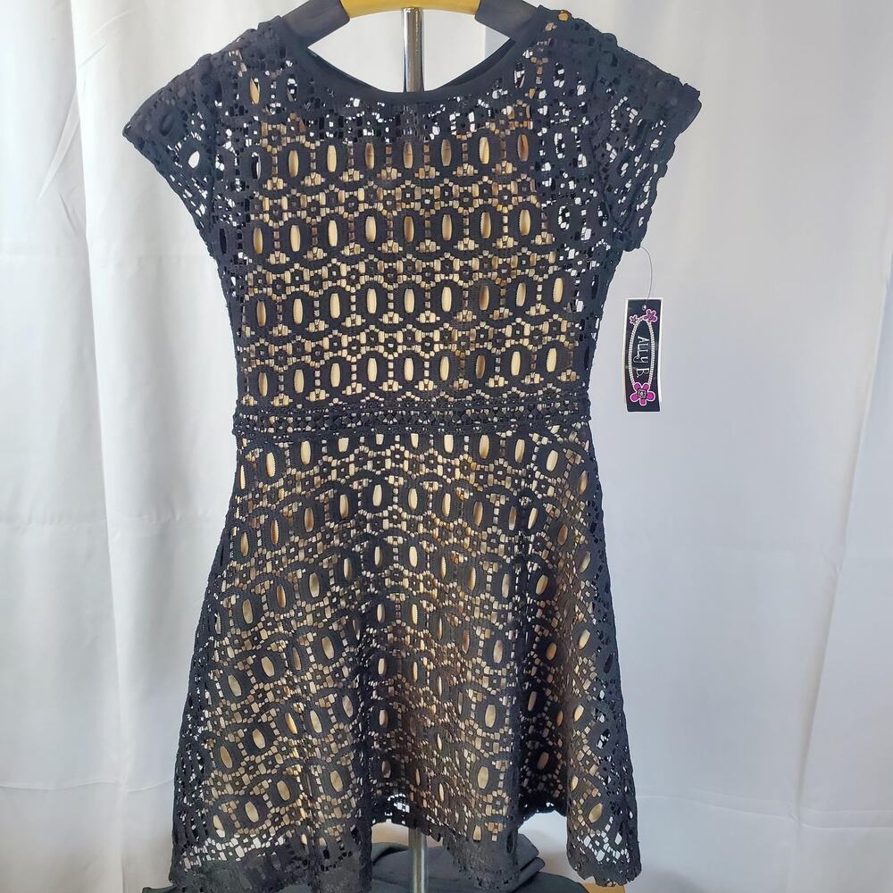 Ally B Black Lace Dress with Nude Slip/Underlay